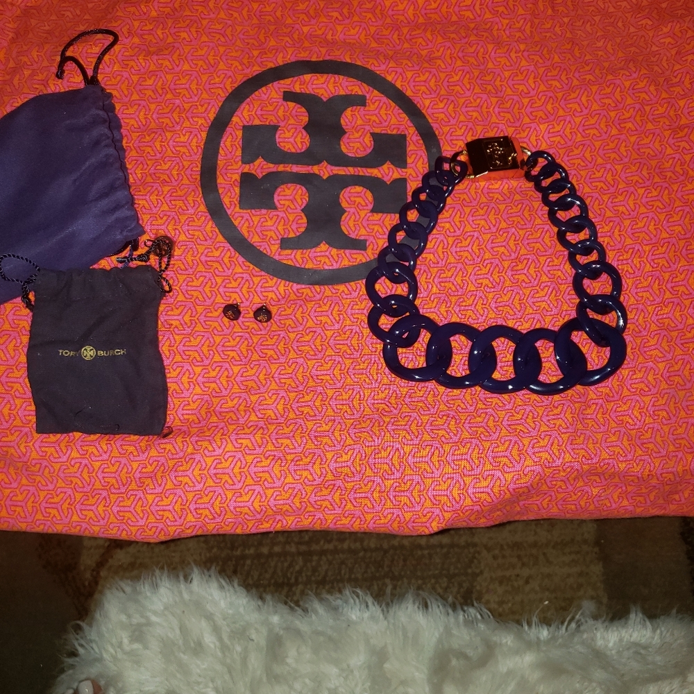 Tory Burch resin necklace and matching earrings